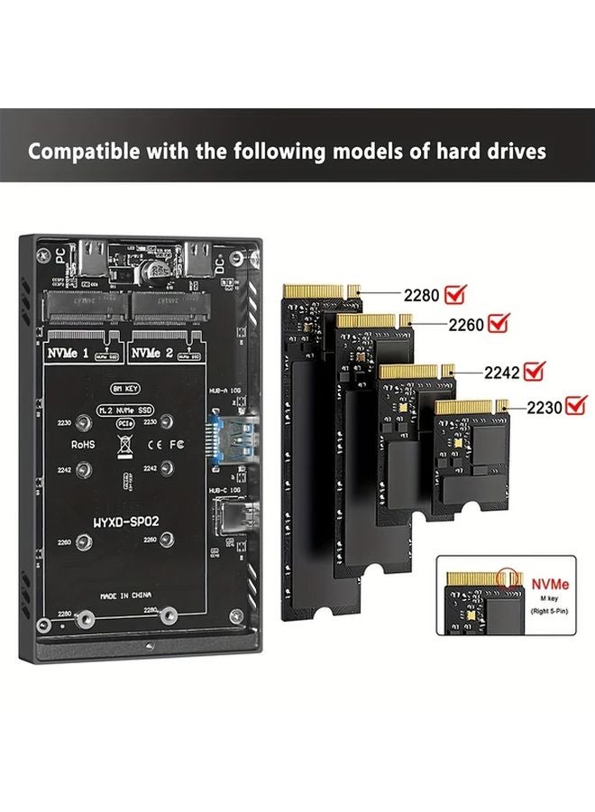 بطاقة توسعة PCIe ثنائية الفتحة M2 NVMe SSD باللون الرمادي الداكر للقرص الصلب - Image 3